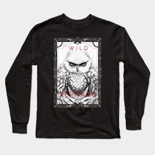 Owl Bird Wild Nature Illustration Line Epic Illustration Line Art Long Sleeve T-Shirt